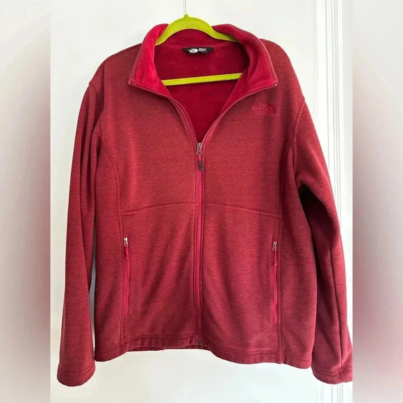 North Face Men's Red Wine Color Full Zip fleece Jacket embroidered logos Sz XL. - Picture 1 of 11